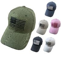 Solid Color Hat with Embroidered Flag